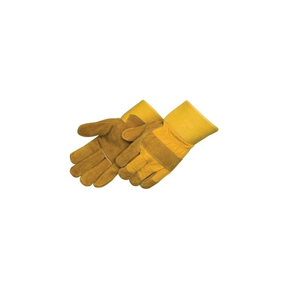 Abbasali Safety Leather Hand Gloves, Yellow, 1 Pair