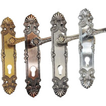 Abbasali Wooden Door Handle and Door Lock for Entrance and Interior Doors, Model M18-957, Gold