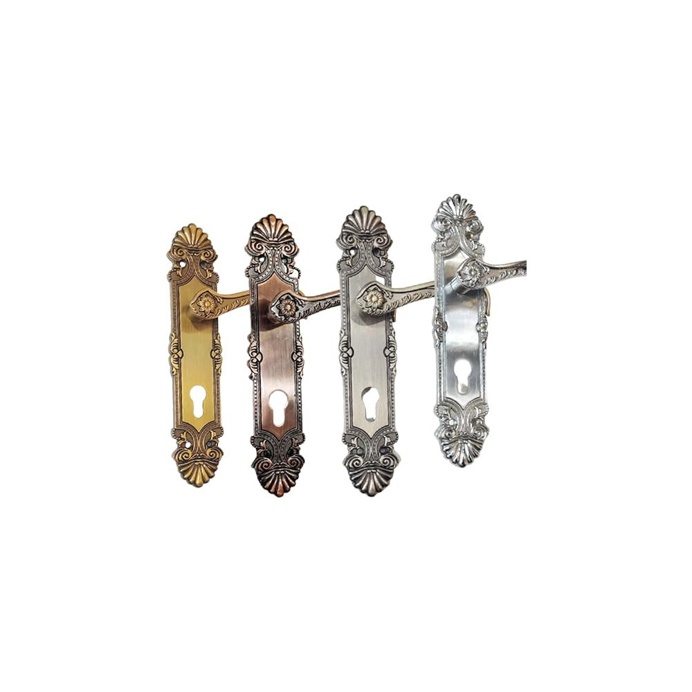 Abbasali Wooden Door Handle and Door Lock for Entrance and Interior Doors, Model M18-957, Gold