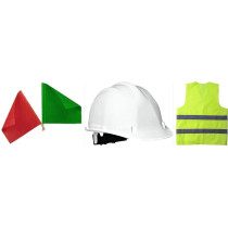 Abbasali Red And Green Safety Flag, Safety Helmet And Safety Jacket for Controlling Traffic on Construction Sites And Events