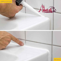 Abbasali GP Silicone Sealant, Anti Fungal, Anti Bacterial for Glass, Metal, Ceramics with Silicone Gun, Knife, Gloves And Scraper, Beige