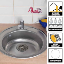 Abbasali GP Silicone Sealant, Anti Fungal, Anti Bacterial for Glass, Metal, Ceramics with Silicone Gun, Knife, Gloves And Scraper, Beige