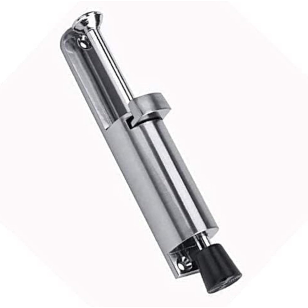 Abbasali Stainless Steel Heavy Duty Door Stopper with Soft Rubber Foot, Spring Loaded Retainer, 6 Inch