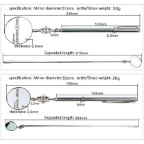 Abbasali Car Truck Repair Tool, Universal Folding Telescopic Inspection Mirror, Powder Handle, 50mm