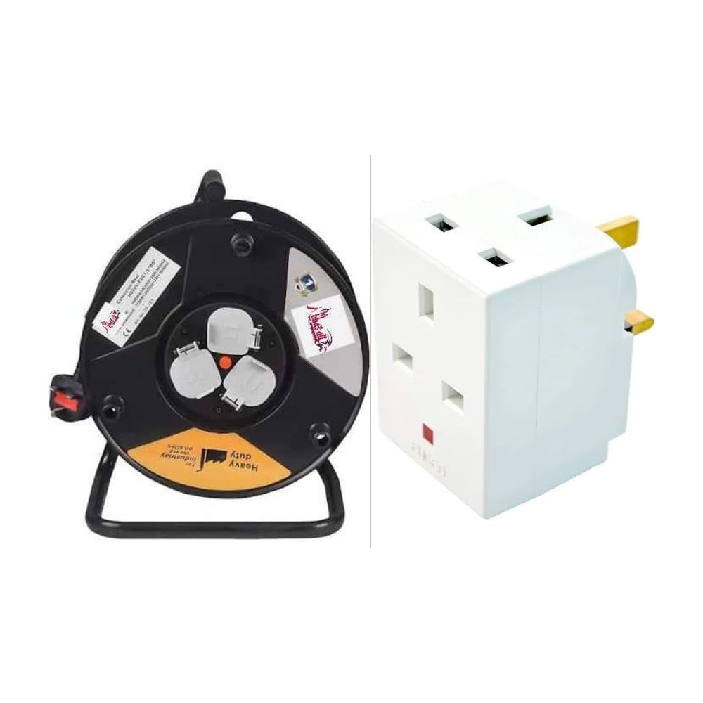 Abbasali Heavy Duty Extension Reel with Easy to Handle Cable, Includes 1PC Multiplug, 1.5mm Cable, 25m