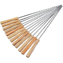 Abbasali 12 Piece Stainless Steel Barbecue Skewers with Wooden Handles, Outdoor Grill Accessories