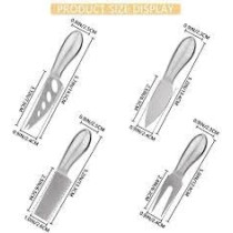 Abbasali 4 Piece Cheese Knife and Spreader Set, Crystal Handle Knives, Slicers, and Spatula for Cheese Boards, Perfect Gift for Parties