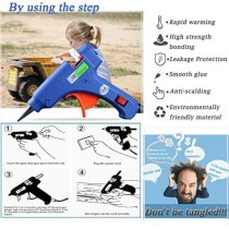 Abbasali Heavy Duty Glue Gun with 20PCS Glue Sticks, 60W Blue HL 8 for Quick and Precise Adhesive Application