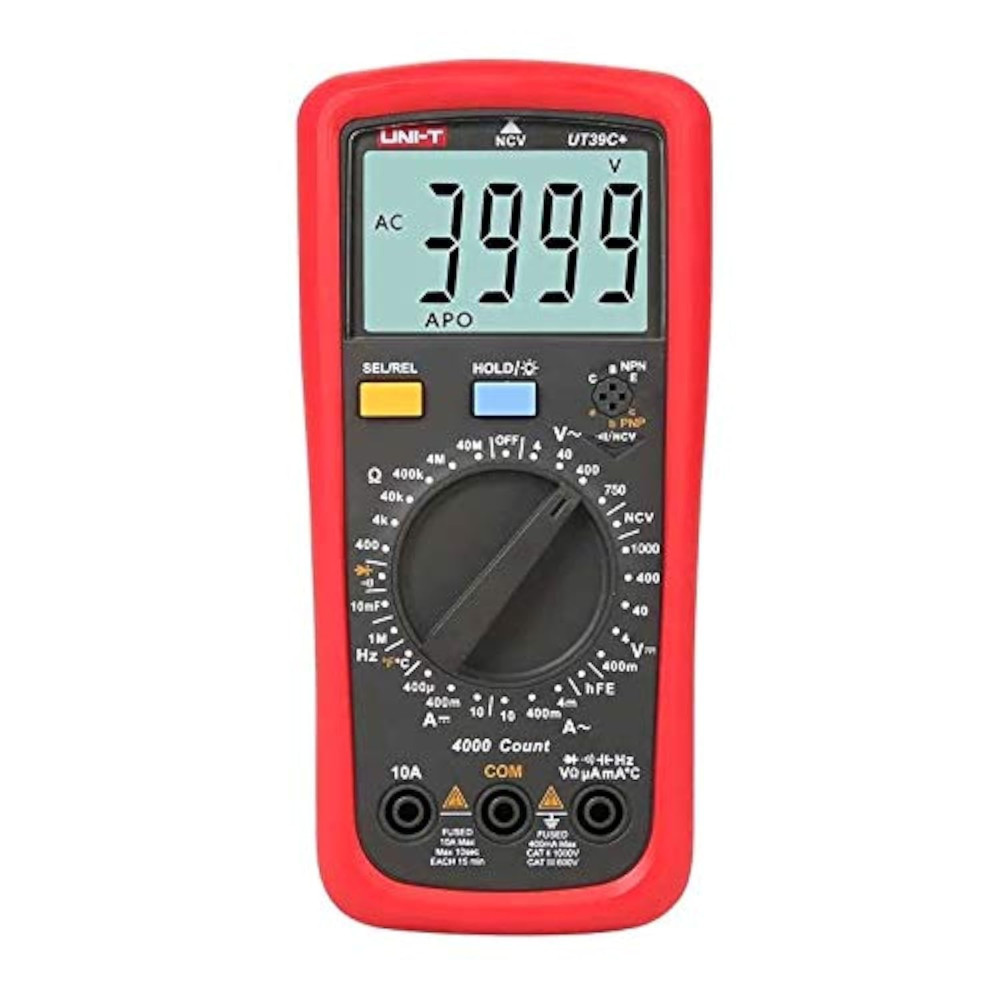Uni-T UT39C+ Digital Multimeter, Auto Range Tester, AC/DC V/A Ohm/Temp/Frequency/HFE/NCV for Comprehensive Testing