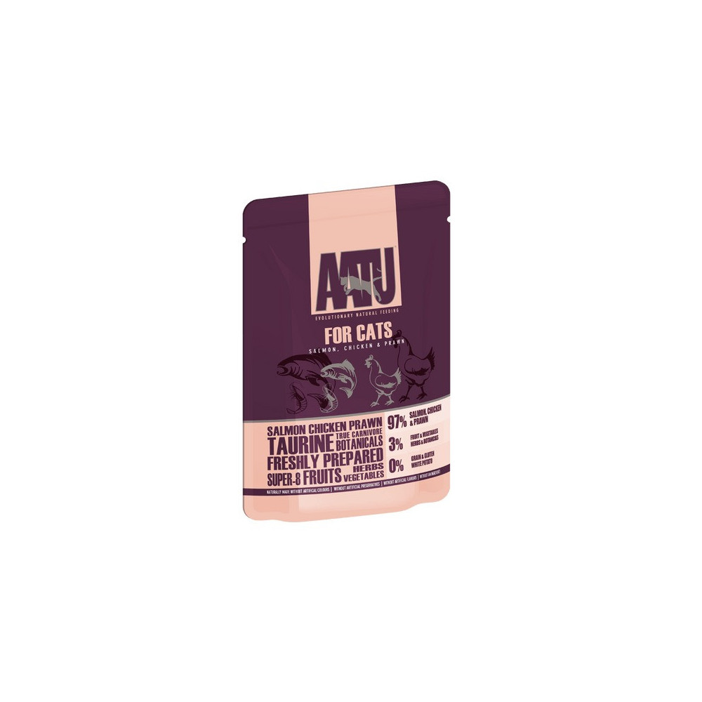 AATU 85g Salmon Chicken And Prawn Wet Cat Food