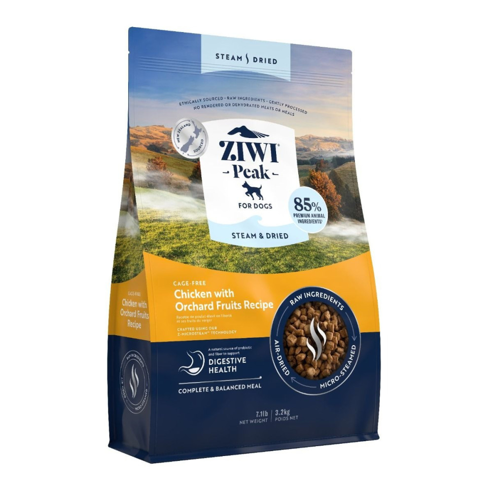 ZiwiPeak 3.2Kg Steam And Dried Cage-Free Chicken With Orchard Fruits Recipe Dry Dog Food