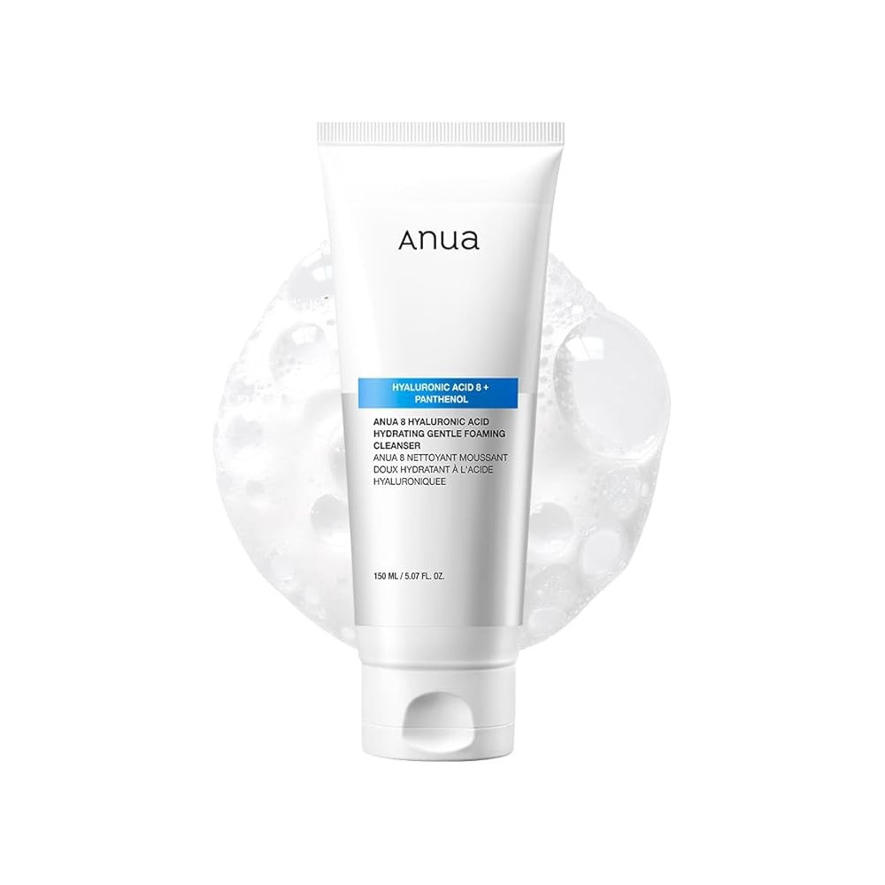 Anua Hydrating Gentle Foaming Cleanser, Hyaluronic Acid, Glycerin, Zinc, Panthenol, Korean Face Wash For Dry Skin For Double Cleansing 150Ml