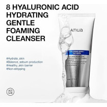 Anua Hydrating Gentle Foaming Cleanser, Hyaluronic Acid, Glycerin, Zinc, Panthenol, Korean Face Wash For Dry Skin For Double Cleansing 150Ml