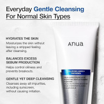Anua Hydrating Gentle Foaming Cleanser, Hyaluronic Acid, Glycerin, Zinc, Panthenol, Korean Face Wash For Dry Skin For Double Cleansing 150Ml