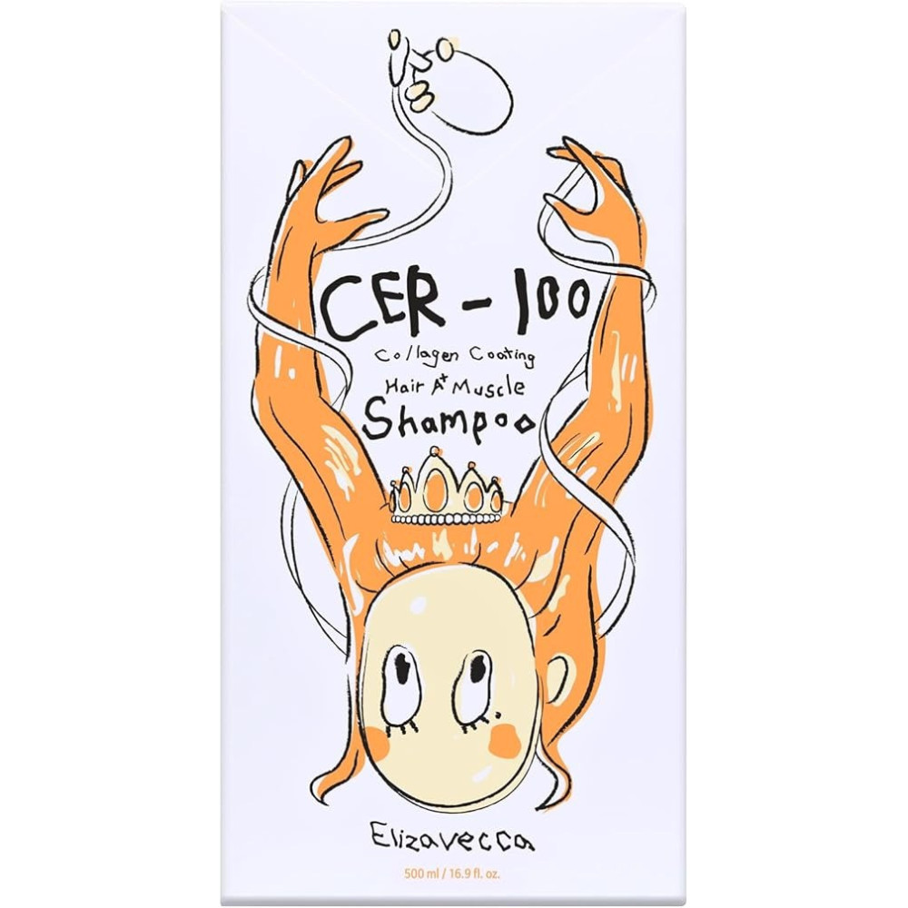 Elizavecca Cer-100 Collagen Coating Hair Muscle Shampoo For Dry Damaged Hair, 500Ml