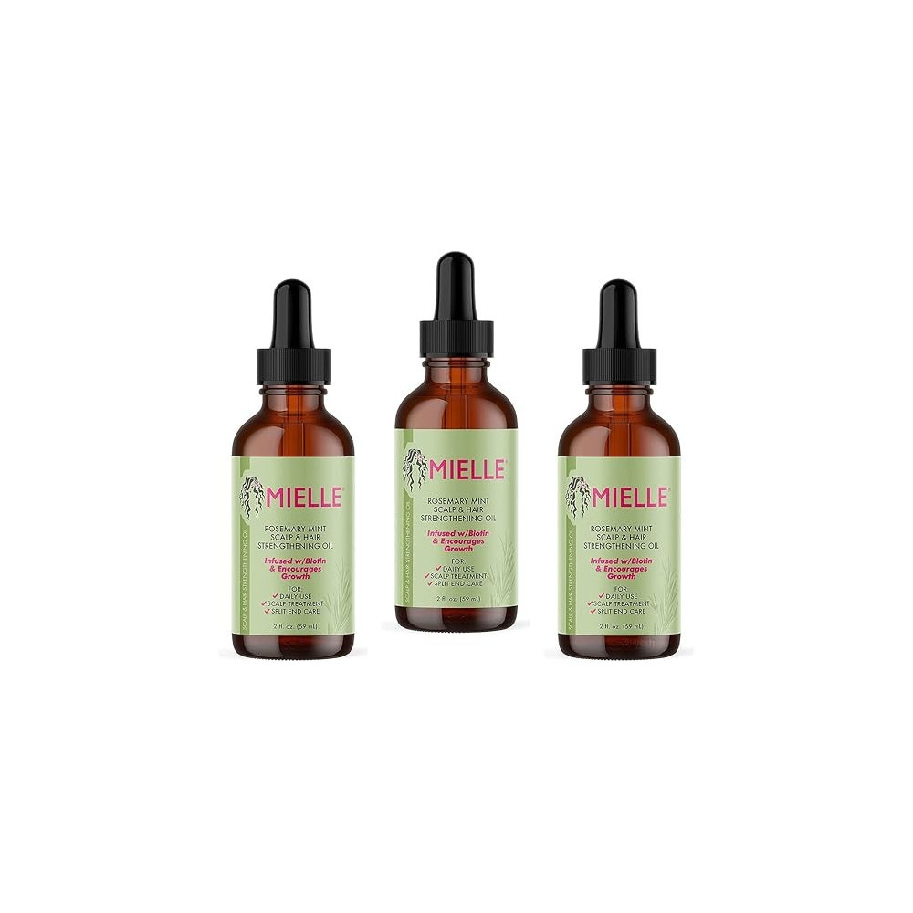 Mielle Organics Mielle, Rosemary Mint, Scalp And Hair Strengthening Oil, Healthy Hair Growth, 59 Ml (Pack Of 3)
