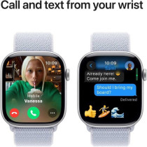 Apple Watch Series 10 GPS 42 mm Smartwatch with Silver Aluminium Case with Blue Cloud Sport Loop One Size MWWD3