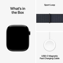 Apple Watch Series 10 GPS 42 mm Smartwatch with Jet Black Aluminium Case with Ink Sport Loop One Size, MWWG3