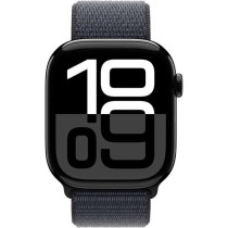 Apple Watch Series 10 GPS 42 mm Smartwatch with Jet Black Aluminium Case with Ink Sport Loop One Size, MWWG3
