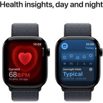 Apple Watch Series 10 GPS 42 mm Smartwatch with Jet Black Aluminium Case with Ink Sport Loop One Size, MWWG3