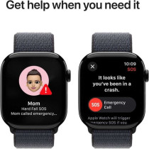 Apple Watch Series 10 GPS 42 mm Smartwatch with Jet Black Aluminium Case with Ink Sport Loop One Size, MWWG3