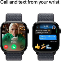 Apple Watch Series 10 GPS 42 mm Smartwatch with Jet Black Aluminium Case with Ink Sport Loop One Size, MWWG3