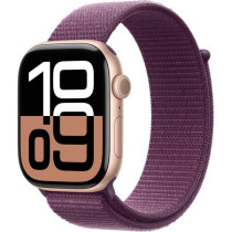 Apple Watch Series 10 GPS 42 mm Smartwatch with Rose Gold Aluminium Case with Plum Sport Loop One Size, MWWK3