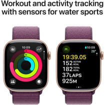 Apple Watch Series 10 GPS 42 mm Smartwatch with Rose Gold Aluminium Case with Plum Sport Loop One Size, MWWK3