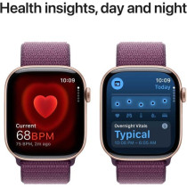 Apple Watch Series 10 GPS 42 mm Smartwatch with Rose Gold Aluminium Case with Plum Sport Loop One Size, MWWK3