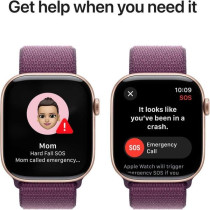 Apple Watch Series 10 GPS 42 mm Smartwatch with Rose Gold Aluminium Case with Plum Sport Loop One Size, MWWK3