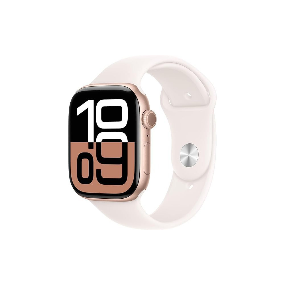 Apple Watch Series 10 GPS 46 mm Smartwatch with Rose Gold Aluminium Case with Light Blush Sport Band M/L, MWWU3