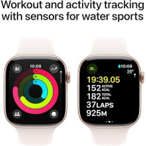 Apple Watch Series 10 GPS 46 mm Smartwatch with Rose Gold Aluminium Case with Light Blush Sport Band M/L, MWWU3
