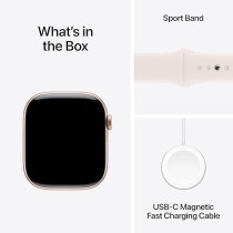 Apple Watch Series 10 GPS 46 mm Smartwatch with Rose Gold Aluminium Case with Light Blush Sport Band M/L, MWWU3