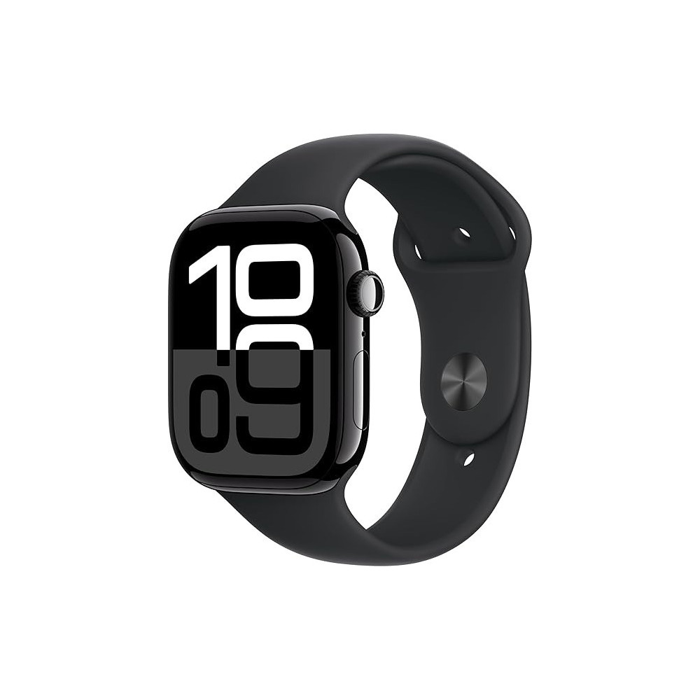 Apple Watch Series 10 GPS 46 mm Smartwatch with Jet Black Aluminium Case with Black Sport Band S/M, MWWP3