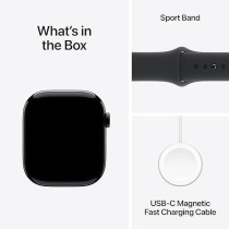 Apple Watch Series 10 GPS 46 mm Smartwatch with Jet Black Aluminium Case with Black Sport Band S/M, MWWP3
