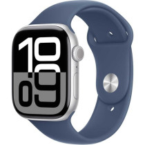 Apple Watch Series 10 GPS 46 mm Smartwatch with Silver Aluminium Case with Denim Sport Band S/M, MWWL3