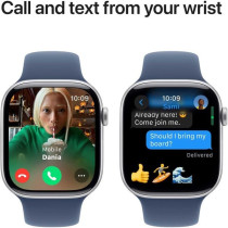 Apple Watch Series 10 GPS 46 mm Smartwatch with Silver Aluminium Case with Denim Sport Band S/M, MWWL3