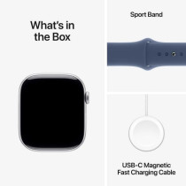 Apple Watch Series 10 GPS 46 mm Smartwatch with Silver Aluminium Case with Denim Sport Band M/L, MWWM3