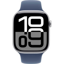 Apple Watch Series 10 GPS 46 mm Smartwatch with Silver Aluminium Case with Denim Sport Band M/L, MWWM3