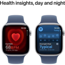 Apple Watch Series 10 GPS 46 mm Smartwatch with Silver Aluminium Case with Denim Sport Band M/L, MWWM3