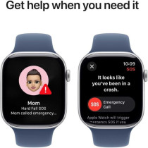 Apple Watch Series 10 GPS 46 mm Smartwatch with Silver Aluminium Case with Denim Sport Band M/L, MWWM3