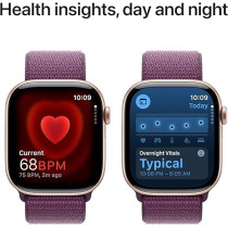 Apple Watch Series 10 GPS 46 mm Smartwatch with Rose Gold Aluminium Case with Plum Sport Loop One Size, MWWV3