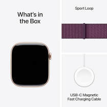 Apple Watch Series 10 GPS 46 mm Smartwatch with Rose Gold Aluminium Case with Plum Sport Loop One Size, MWWV3