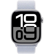 Apple Watch Series 10 GPS 46 mm Smartwatch with Silver Aluminium Case with Blue Cloud Sport Loop One Size, MWWN3