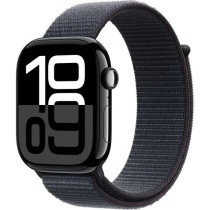 Apple Watch Series 10 GPS 46 mm Smartwatch with Jet Black Aluminium Case with Ink Sport Loop One Size, MWWR3
