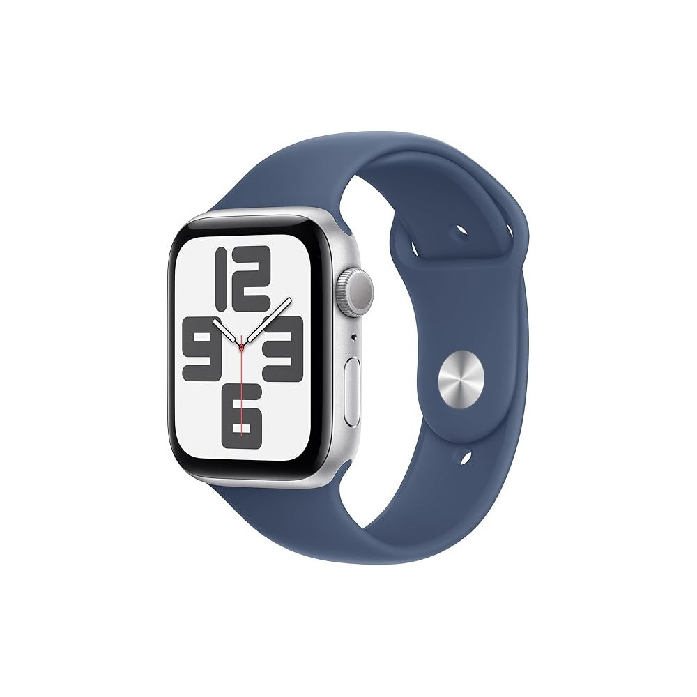 Apple Watch SE (2nd Gen) GPS 40mm Smartwatch with Silver Aluminium Case with Denim Sport Band S/M, MXEC3