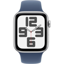 Apple Watch SE (2nd Gen) GPS 40mm Smartwatch with Silver Aluminium Case with Denim Sport Band S/M, MXEC3