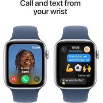 Apple Watch SE (2nd Gen) GPS 40mm Smartwatch with Silver Aluminium Case with Denim Sport Band S/M, MXEC3