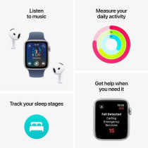 Apple Watch SE (2nd Gen) GPS 40mm Smartwatch with Midnight Aluminium Case with Ink Sport Loop One Size, MXEA3