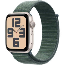 Apple Watch SE (2nd Gen) GPS 40mm Smartwatch with Starlight Aluminium Case with Lake Green Sport Loop One Size, MXEH3